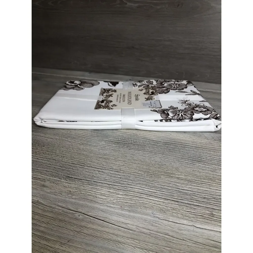 Spode Woodland Tablecloth Oblong Floral Brown White Polyester Flower 60